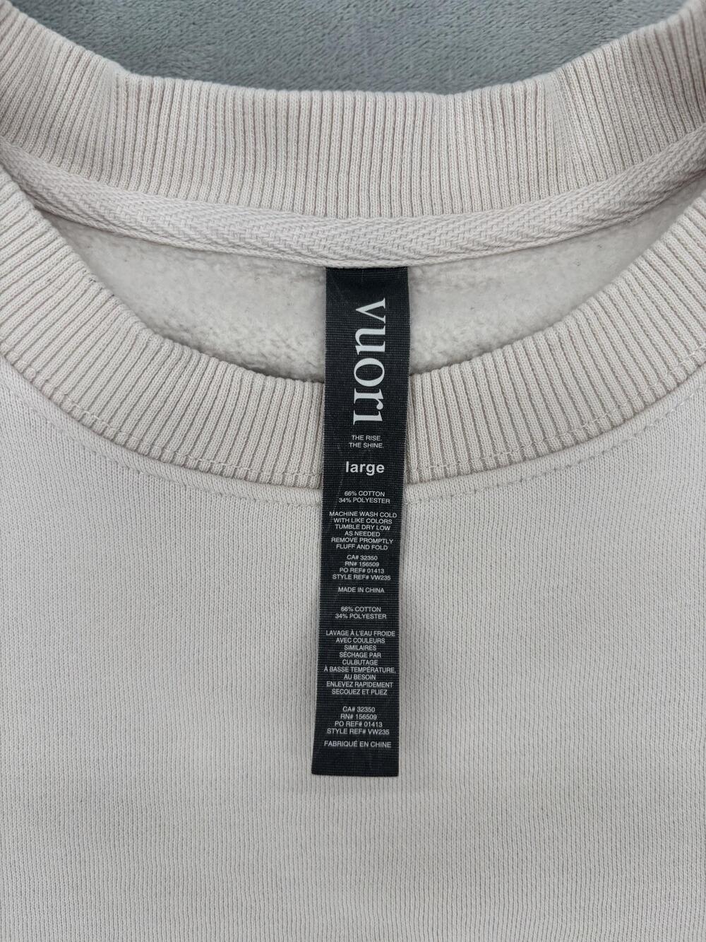 Vuori Sweatshirt Womens L Beige Pullover Fleece Oversized Adjustable Crewneck - Picture 3 of 11